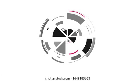 Color wheel. Simple drawing with slices, triangles, lines arranged in a circle to create footages, layouts, logos, screensavers in a dynamic style. Vector graphics. Graphic element. Design template.