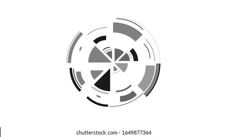Color wheel. Simple drawing with slices, triangles, lines arranged in a circle to create footages, layouts, logos, screensavers in a dynamic style. Vector graphics. Graphic element. Design template.