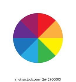 Color wheel symbol. Vector illustration. Rainbow spectrum hues.