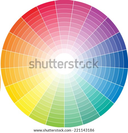 Color wheel with the transition to white in the middle