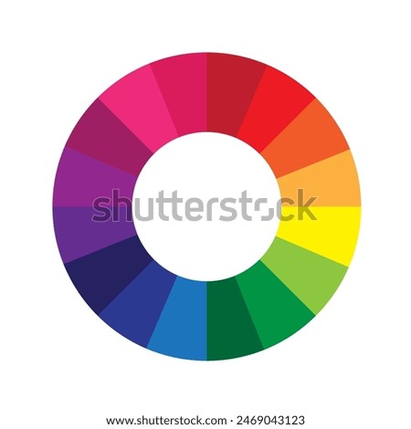 Color wheel vector. Bright color spectrum. Circular rainbow icon. Vibrant gradient design.