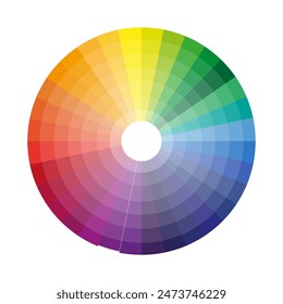 Color wheel vector. Circular gradient spectrum. Rainbow palette illustration. Vibrant design graphic.