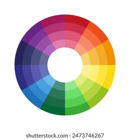 Vector de rueda de color. Espectro de gradiente circular. Ilustración de la paleta del arco iris. Vibrante diseño gráfico.