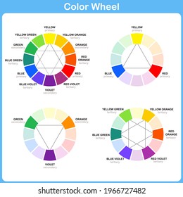 Color Wheel Worksheet - Red Blue Yellow color - worksheet for education.