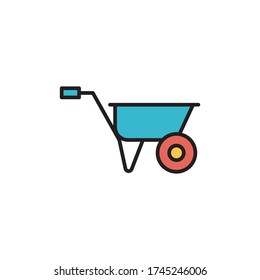 Diseño vectorial de icono plano de flecha de ruedas de color aislado en fondo blanco