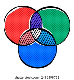 Ilustración vectorial de color dibujada a mano del icono del semitono de las ruedas de color