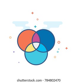 Color wheels icon in outlined flat color style. Vector illustration.