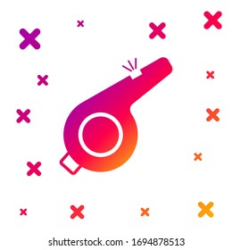 Color Whistle icon isolated on white background. Referee symbol. Fitness and sport sign. Gradient random dynamic shapes. Vector Illustration