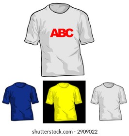 Color and White TShirt Templates. Vector Illustrate. No Meshes.