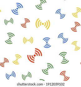 Icono de símbolo de red inalámbrica Wi-Fi en color aislado patrón transparente en fondo blanco. Vector.