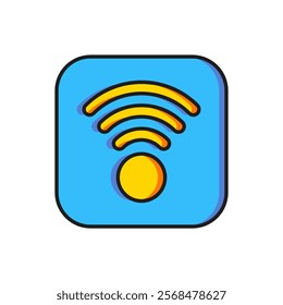 Color Wi-Fi wireless internet network symbol icon isolated on white background. Flat filled outline style with shadow. Vector