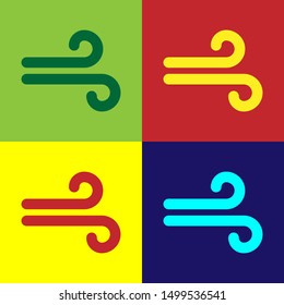 Color Wind icon isolated on color background. Windy weather.  Vector Illustration