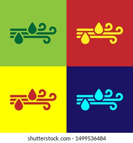 Color Wind and rain icon isolated on color background. Windy weather.  Vector Illustration