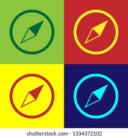 Color Wind rose icon isolated on color backgrounds. Compass icon for travel. Navigation design. Flat design. Vector Illustration