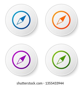 Color Wind rose icon isolated on white background. Compass icon for travel. Navigation design. Set color icon in circle buttons. Vector Illustration