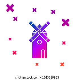Color Windmill icon isolated on white background. Gradient random dynamic shapes. Vector Illustration