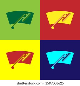 Color Windscreen wiper icon isolated on color background.  Vector Illustration