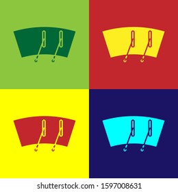 Color Windscreen wiper icon isolated on color background.  Vector Illustration