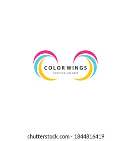 Color wing logo template vector icon design