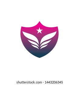 Color Wing Star Shiled Logo Design