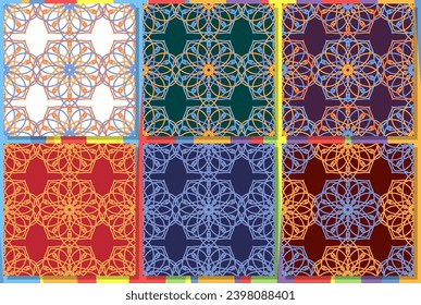Farbdraht 10 spitze und Schleifen mandala Interlaced Set von nahtlosen Mustern. Vektorgrafik-Kollektion.