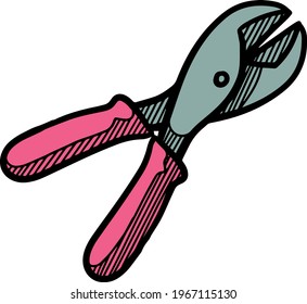 Ilustración vectorial de iconos de corte de cable de color