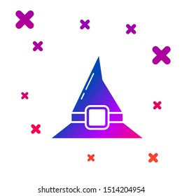 Color Witch hat icon isolated on white background. Happy Halloween party. Gradient random dynamic shapes. Vector Illustration