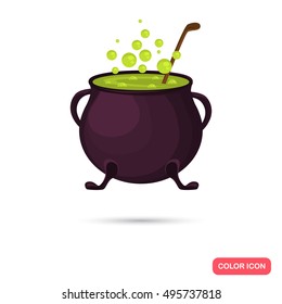 Color witch pot with potion in Cartoon style. Stock Vector icon. Illustration for web and mobile design