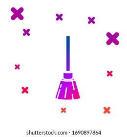 Color Witches broom icon isolated on white background. Happy Halloween party. Gradient random dynamic shapes. Vector Illustration