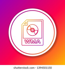 Color WMA file document icon. Download wma button line icon isolated on color background. WMA file symbol. Wma music format sign. Circle white button. Vector Illustration