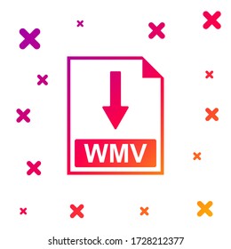 Color del icono del documento de archivo WMV. Descargar icono del botón WMV aislado en fondo blanco. Gradiente formas dinámicas aleatorias. Ilustración vectorial