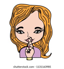 color woman with hairstyle and support hand gesture