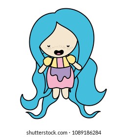color woman with long hairstyle and clothes design