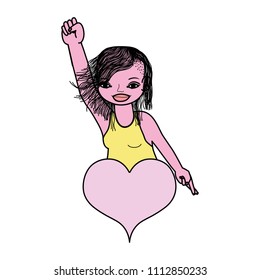 color woman with oppose hand up and heart