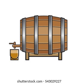 color wooden barrel-vector drawing