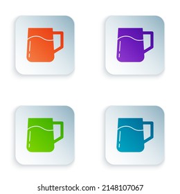 Color Wooden beer mug icon isolated on white background. Set colorful icons in square buttons. Vector