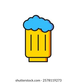 Color Wooden beer mug icon isolated on white background. Flat filled outline style with shadow. Vector