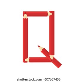 Color wooden pencils concept by Rearrange the letters Q.