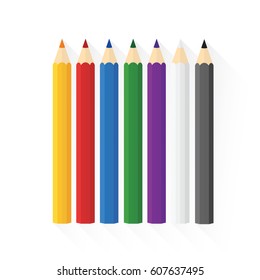 Color wooden pencils concept by Sorted into rows straight