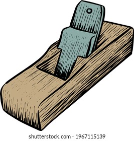 Color wooden plane icon woodworking tool vector illustration