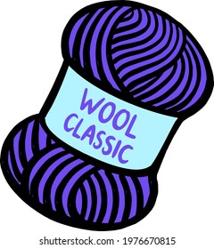 Color wool yarn hand drawn illustration