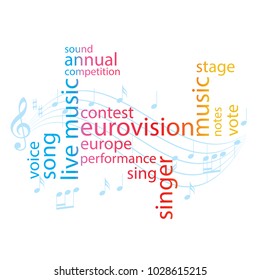color word collage - eurovision song contest - vector