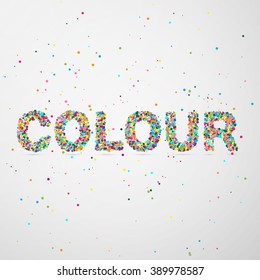 color word consisting of colored particles