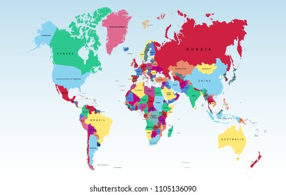 Color World Map Stock Vector (Royalty Free) 1105136090 | Shutterstock