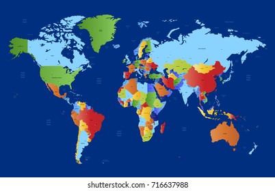 Color World Map Stock Vector (Royalty Free) 716637988 | Shutterstock