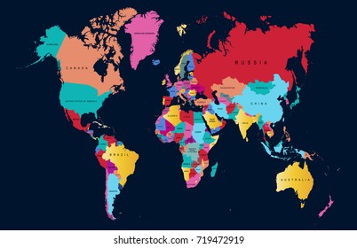 Color World Map Vector Stock Vector (Royalty Free) 1064795927 ...