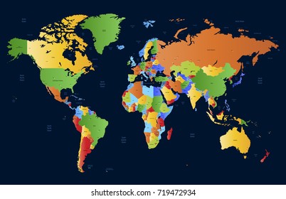 Color World Map Stock Vector (Royalty Free) 719472934 | Shutterstock