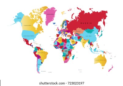 Color World Map Stock Vector (Royalty Free) 723023197 | Shutterstock