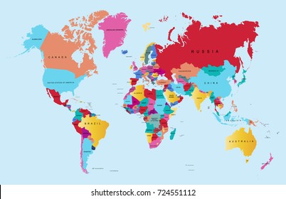 Color World Map Stock Vector (Royalty Free) 724551112 | Shutterstock