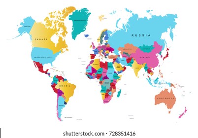 Color World Map Stock Vector (Royalty Free) 728351416 | Shutterstock